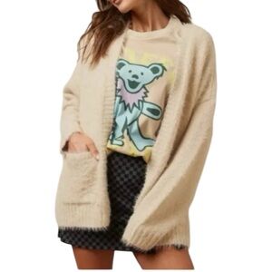 American Eagle Whoa So Cozy Fuzzy Cardigan size XL in Cream